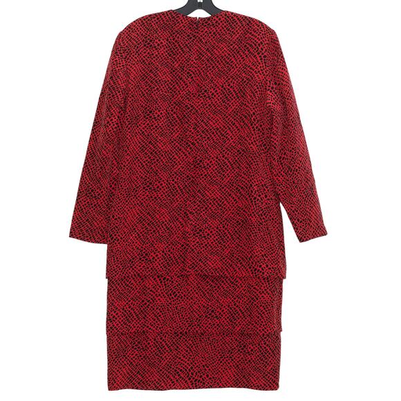 Anne Crimmins Vintage Dress Silk Dark Academia Cottage Retro Red Black Size 12 - Picture 2 of 4